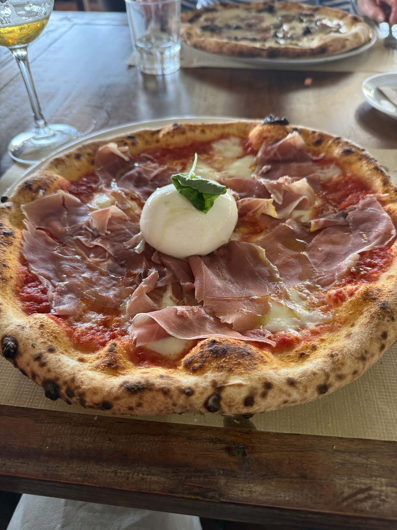 Prosciutto and burrata pizza at Zena.
